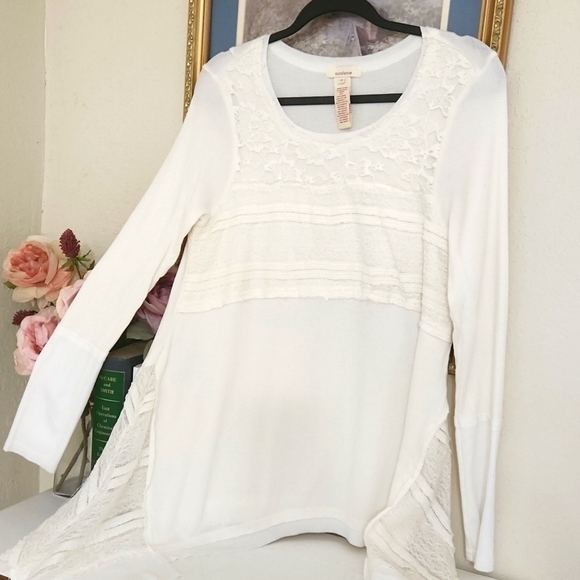 Sundance Small Lace High Low lightweight Sweater boho lagenlook Peasant - Picture 2 of 12